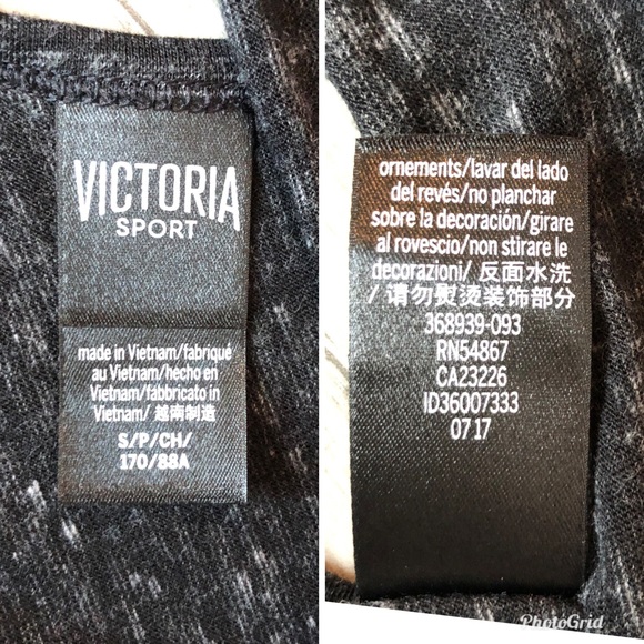 Victoria Sport Black Grey Marled Scoop Back Tee, size Small - Picture 7 of 8